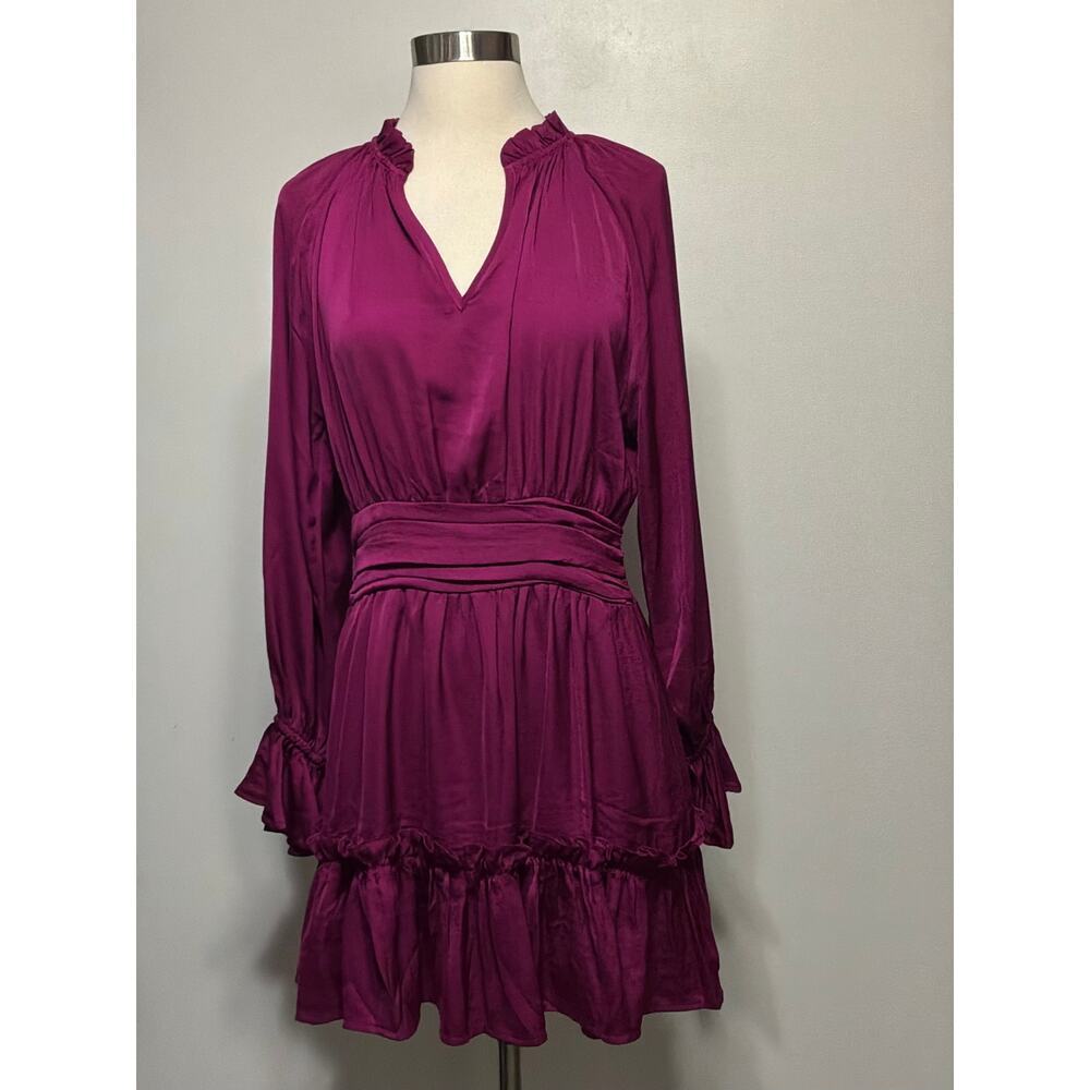 Glam Long Sleeve Mini Dress In Purple Size Medium